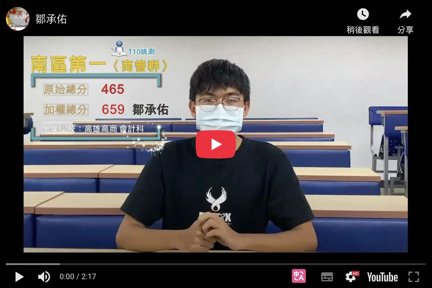 成功之光「鄒承佑」學長