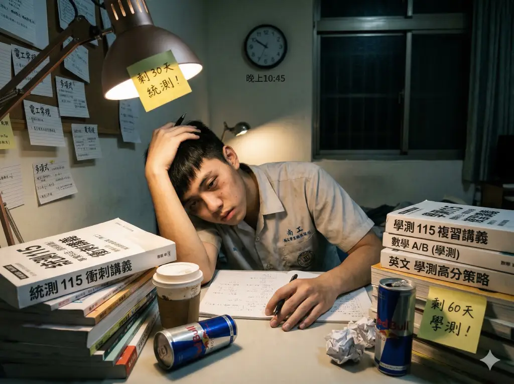 學測統測兩頭燒，讀書壓力超大的高職考生