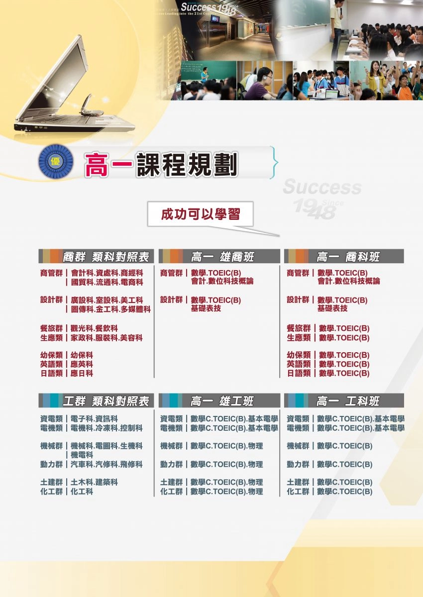 成功補習班-最新高一課程規劃