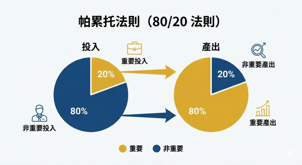 說明統測英文單字中高頻單字與低頻單字的比例關係，呼應 80/20 準備原則