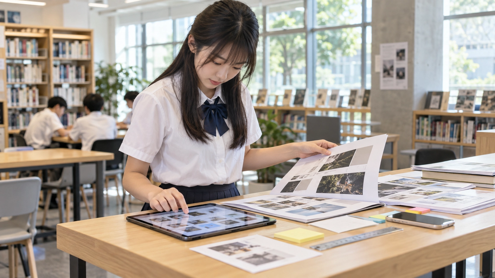 高職學生使用平板與紙本檢查學習歷程頁面與檔案內容